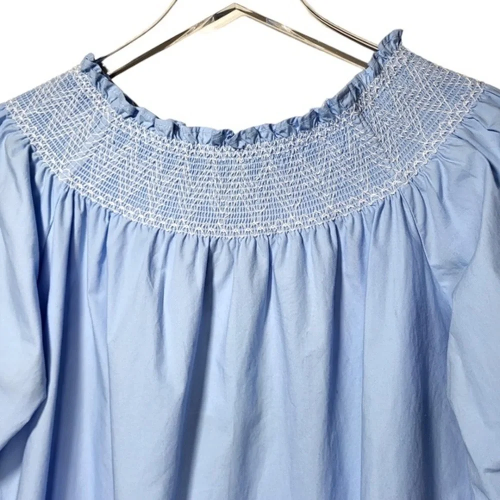 Zara Light Blue Off-Shoulder Puff Sleeve Blouse Dress